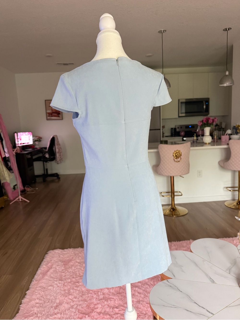 Rampage Pale Blue Short Sleeve Sheath Dress - Picture 7 of 7